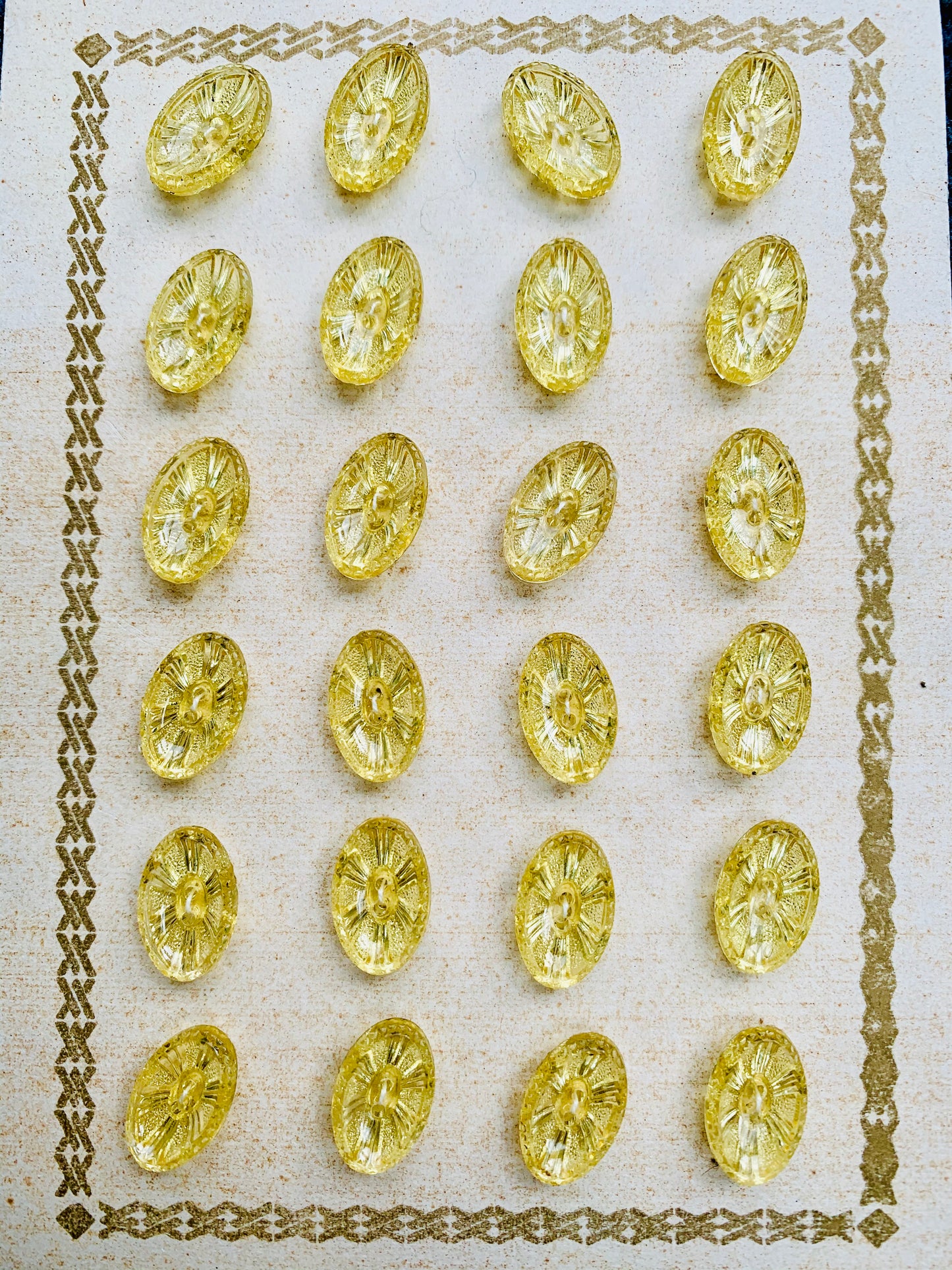 6 or 24 Lemon Yellow Elliptical Shimmery Vintage Buttons 1.3cm or 1.5cm long