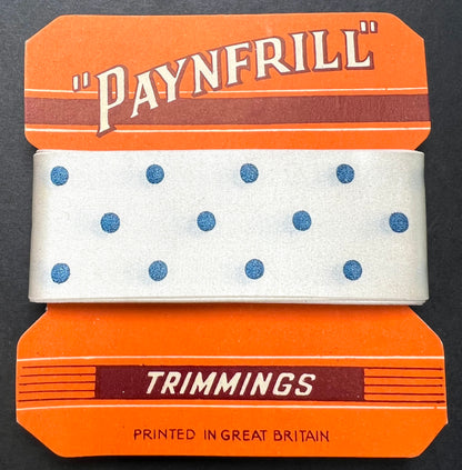 3yds British Made 1950s Spotty Satin 3cm wide "Paynfrill" Trimming Ribbon