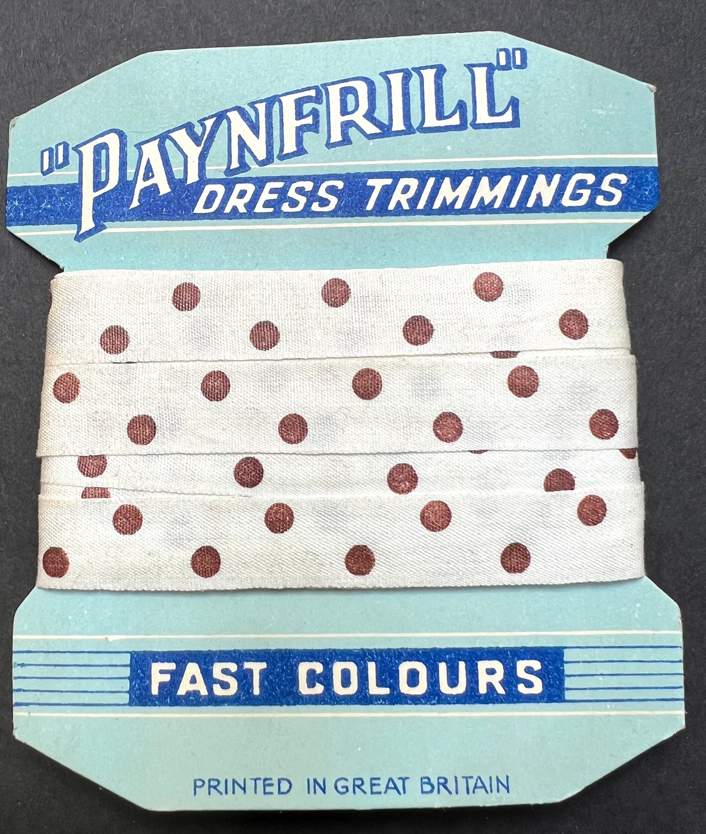 3yds 1950s Spotty Cotton 1.2 cm wide "Paynfrill" Dress Trimmings Ribbon