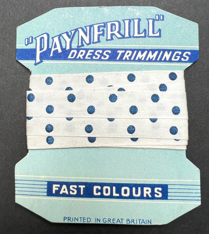 3yds 1950s Spotty Cotton 1.2 cm wide "Paynfrill" Dress Trimmings Ribbon
