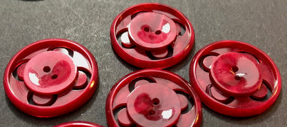 6 Garnet Red Vintage French 2cm or 2.2cm Buttons