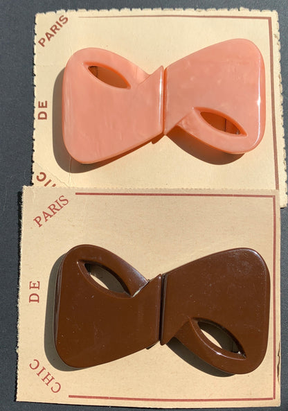 Dynamic 1940s French 2 Part 7cm Buckle for up to 3cm Belt - Coral Pink or Brown