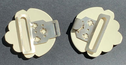 Lovely White 1930s Deco 2 Part 8.5cm Belt Buckle for up to 2.7cm Belts