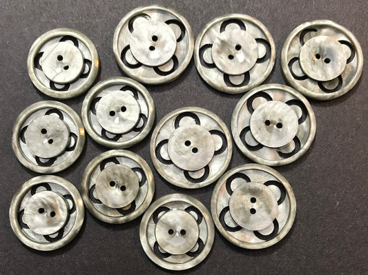 Shimmery Metallic Grey Vintage French 2.2cm Buttons