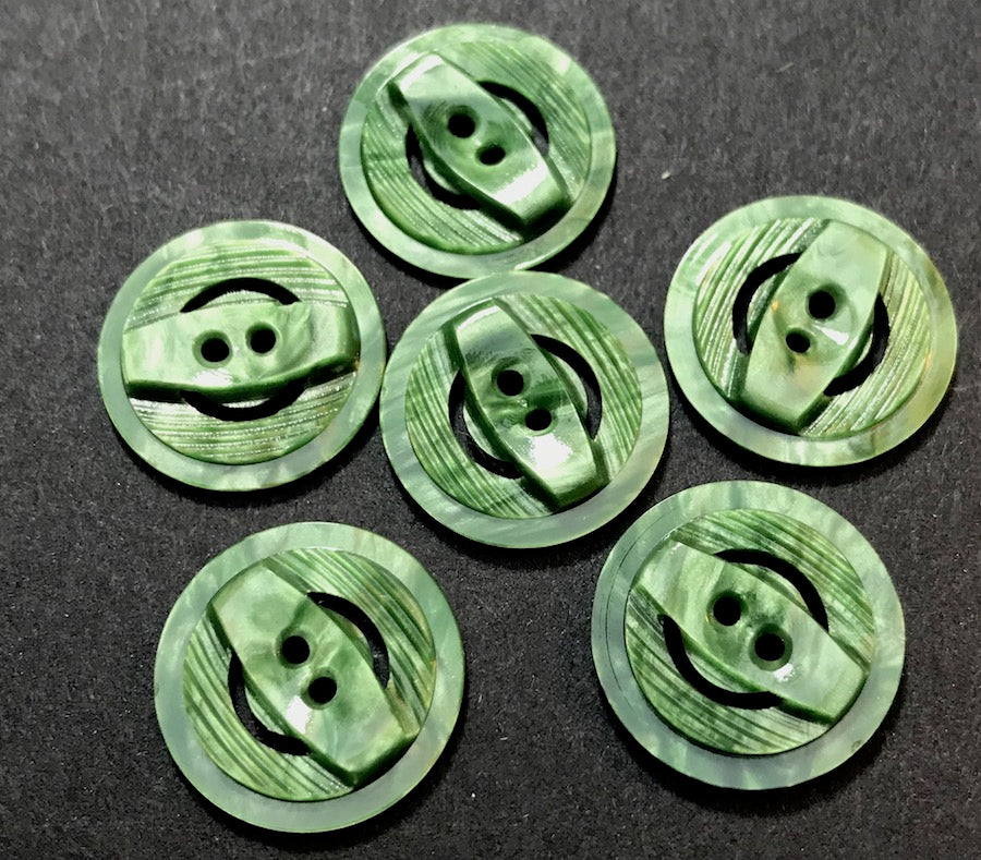 6 Frosty Green Vintage  1.7cm Buttons