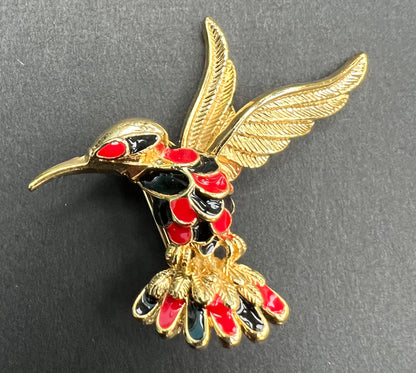 Jaunty Vintage Kingfisher Enamel Brooch