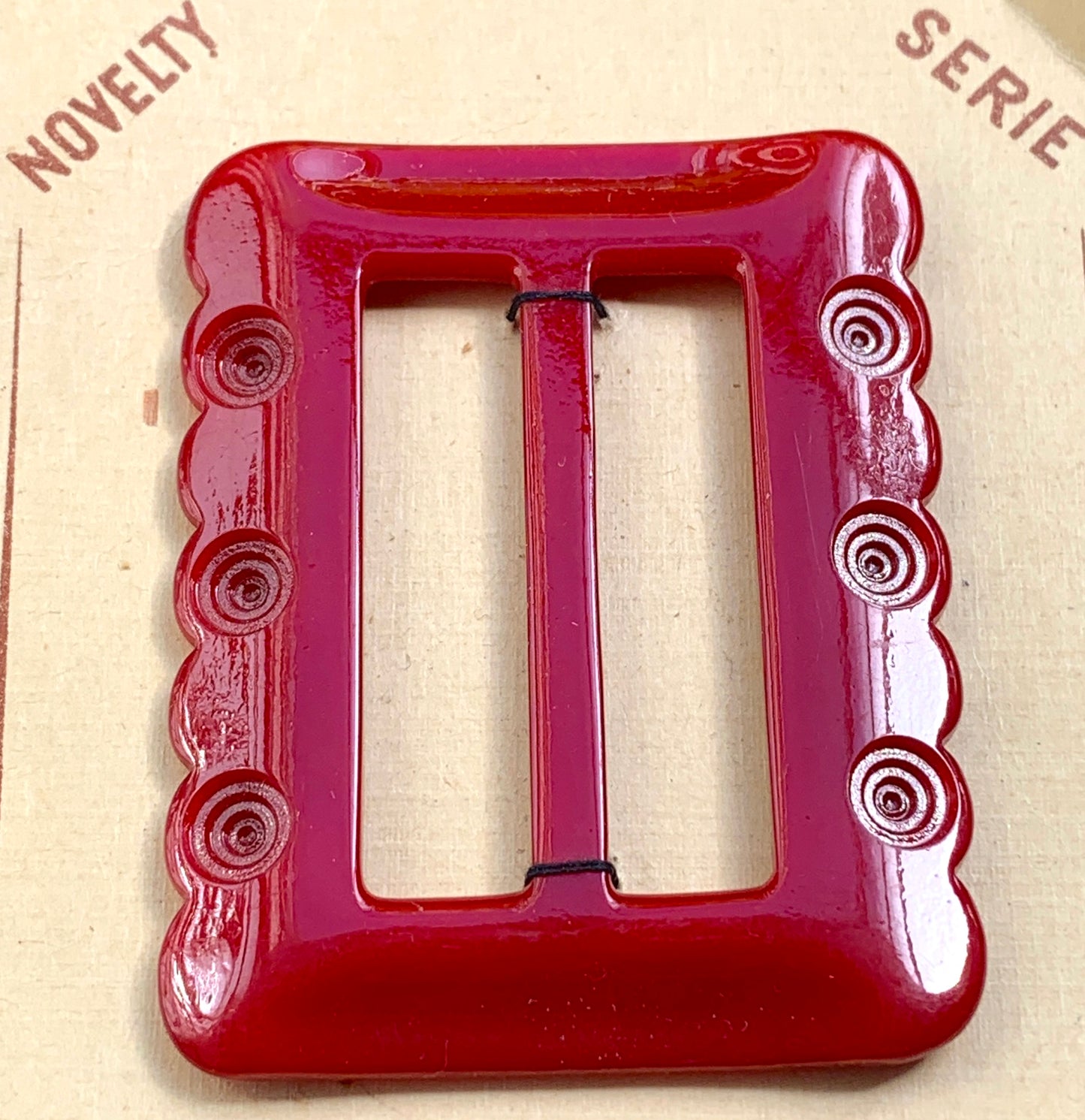 1940s French Carmine Red 6cm Belt Buckle