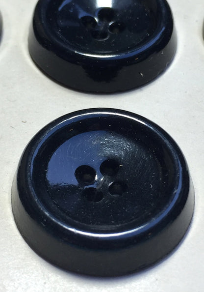 12 Pleasingly Solid Vintage Black Buttons - 3.2cm or 2.8cm