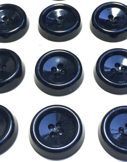 12 Pleasingly Solid Vintage Black Buttons - 3.2cm or 2.8cm