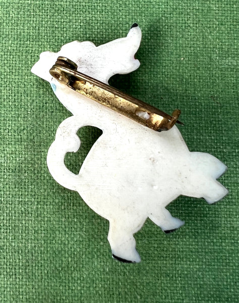 Prancing Pony ..1940s Celluloid and Glass Brooch