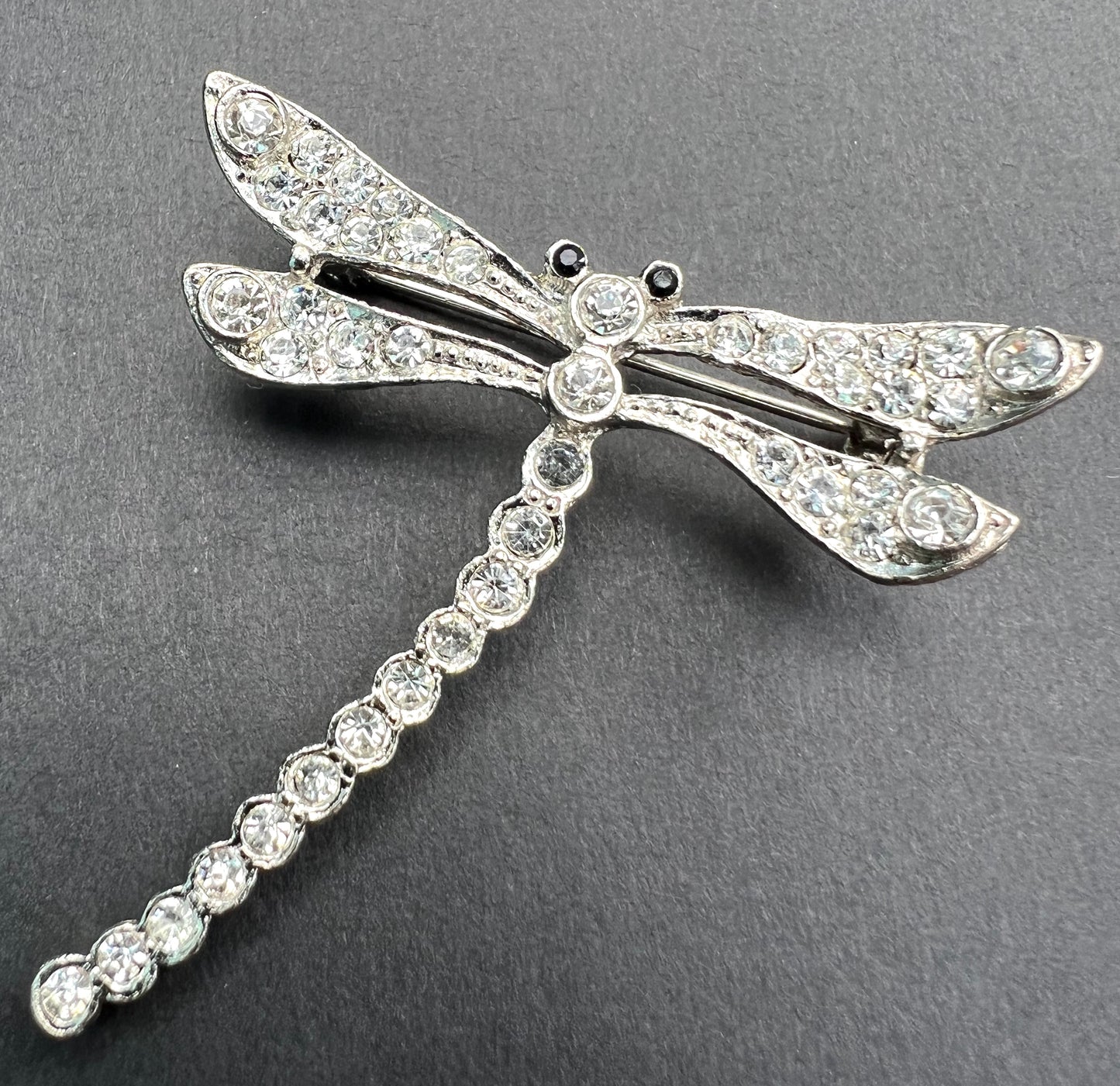 Swarovski Crystal Adorned Big 5cm Vintage Dragonfly Brooch