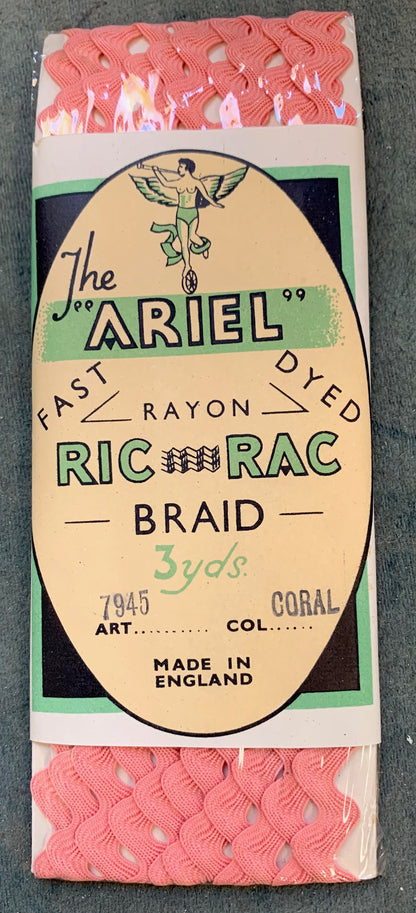 Lovely Vintage Packets of ARIEL RIC RAC Braid 3yds long 5mm wide.