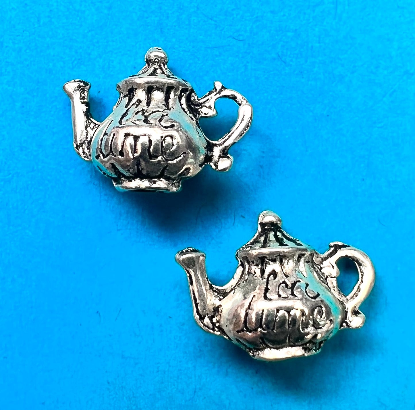3D Silver Tea Pot 12mm Charm / Pendant or for a Dolls House