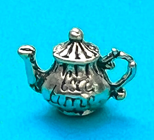3D Silver Tea Pot 12mm Charm / Pendant or for a Dolls House