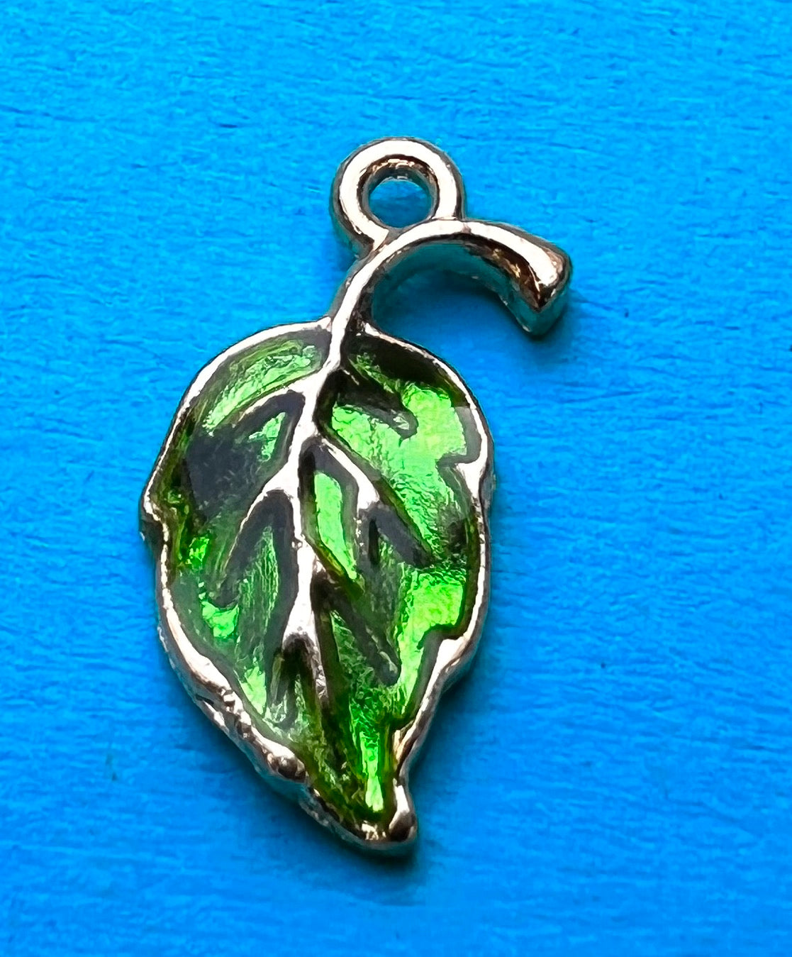 Vibrant Green or Copper Enamel 2cm Leaf Charms