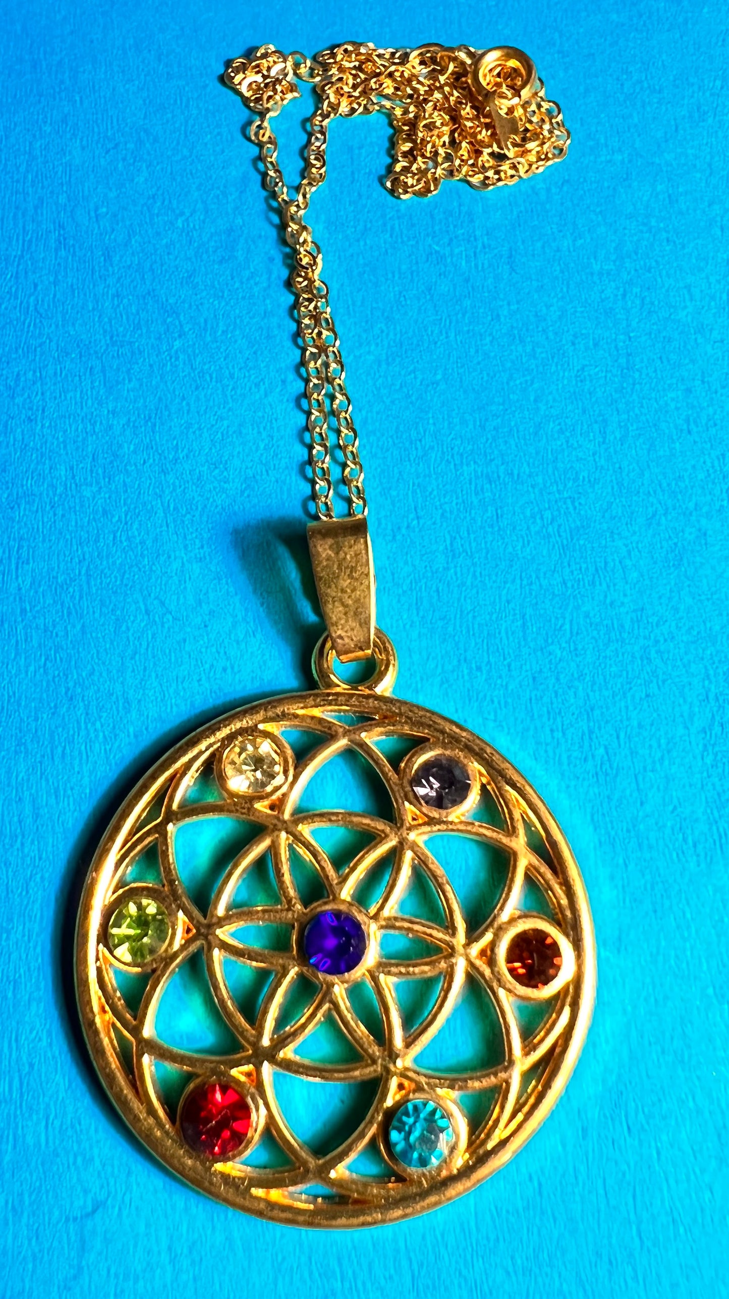Sparkly Crystal Studded Gold or Silver Mandala Pendant or Necklace