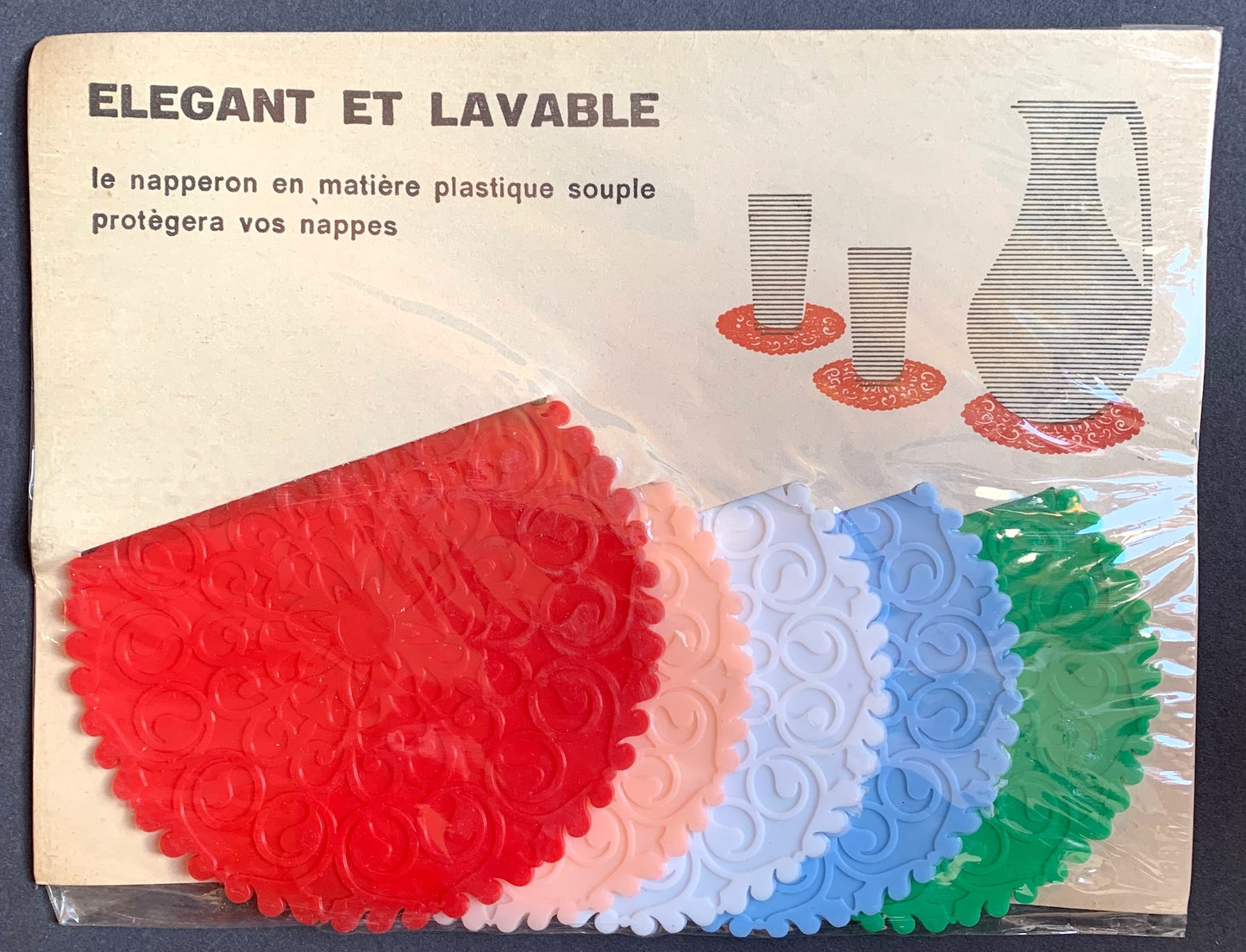"Elegant" French 1960s Plastic Table Mats/ Coasters (with many other uses ..)