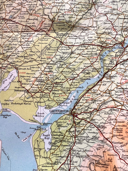 1950s Bartholomew's map of NORTH WALES Sheet 27 on Cloth