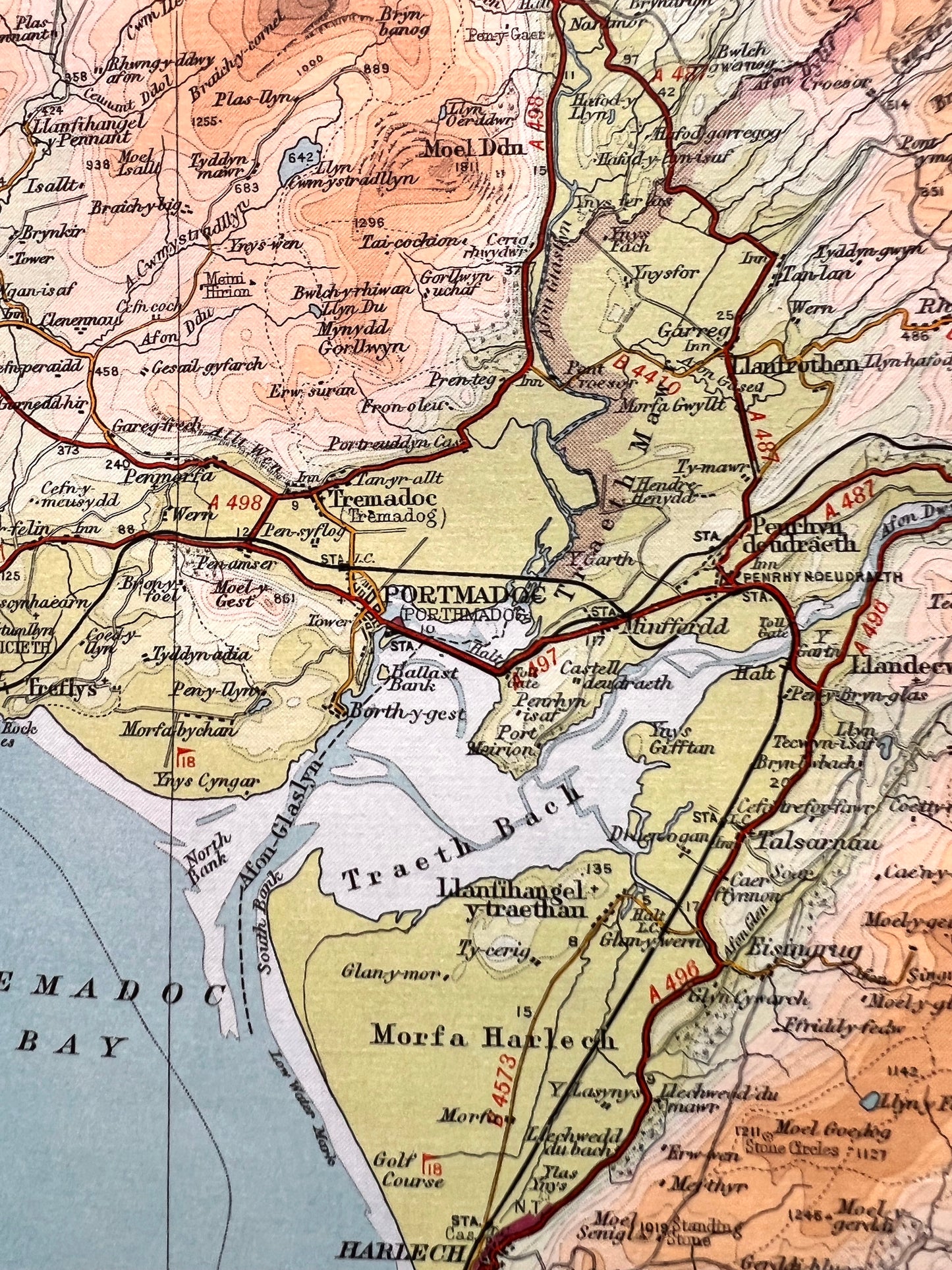 1950s Bartholomew's map of NORTH WALES Sheet 27 on Cloth