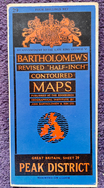 1940s PEAK DISTRICT Bartholomew's Map Sheet 29 incl Manchester
