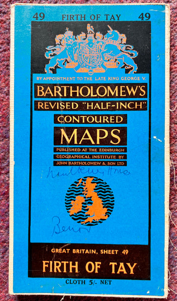 1954 FIRTH OF TAY Bartholomew's Map Sheet 49 on Cloth