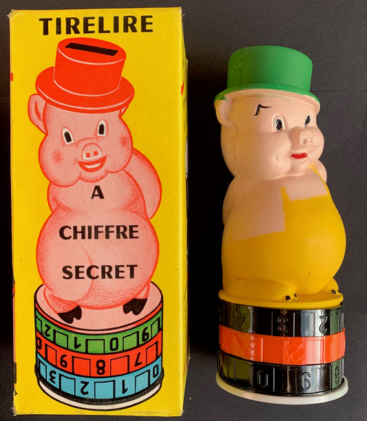 Vintage French Pig Money Box with Combination Code - Completely Secure Hiding Place for all your Spare Money