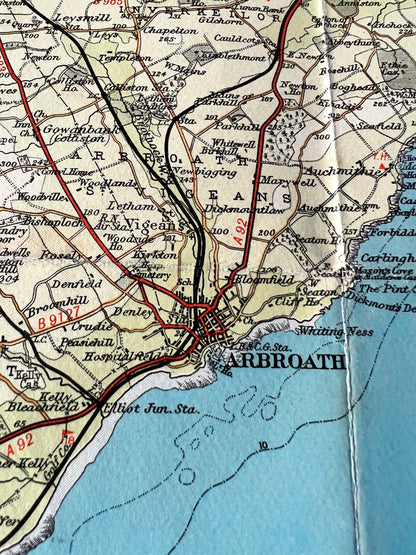 1954 FIRTH OF TAY Bartholomew's Map Sheet 49 on Cloth