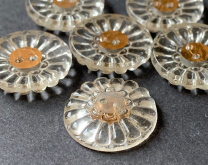 6 Stunning Glittery Vintage 1930s French Glass 1.8cm Buttons