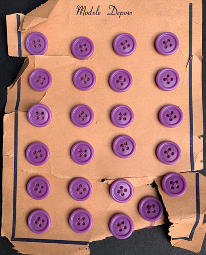 24 Simple 1.5cm Vintage French Lavender Buttons