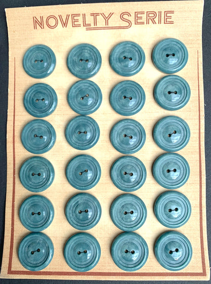 Most Unusual Carved Vintage Bluey Grey Green 2.2cm Buttons