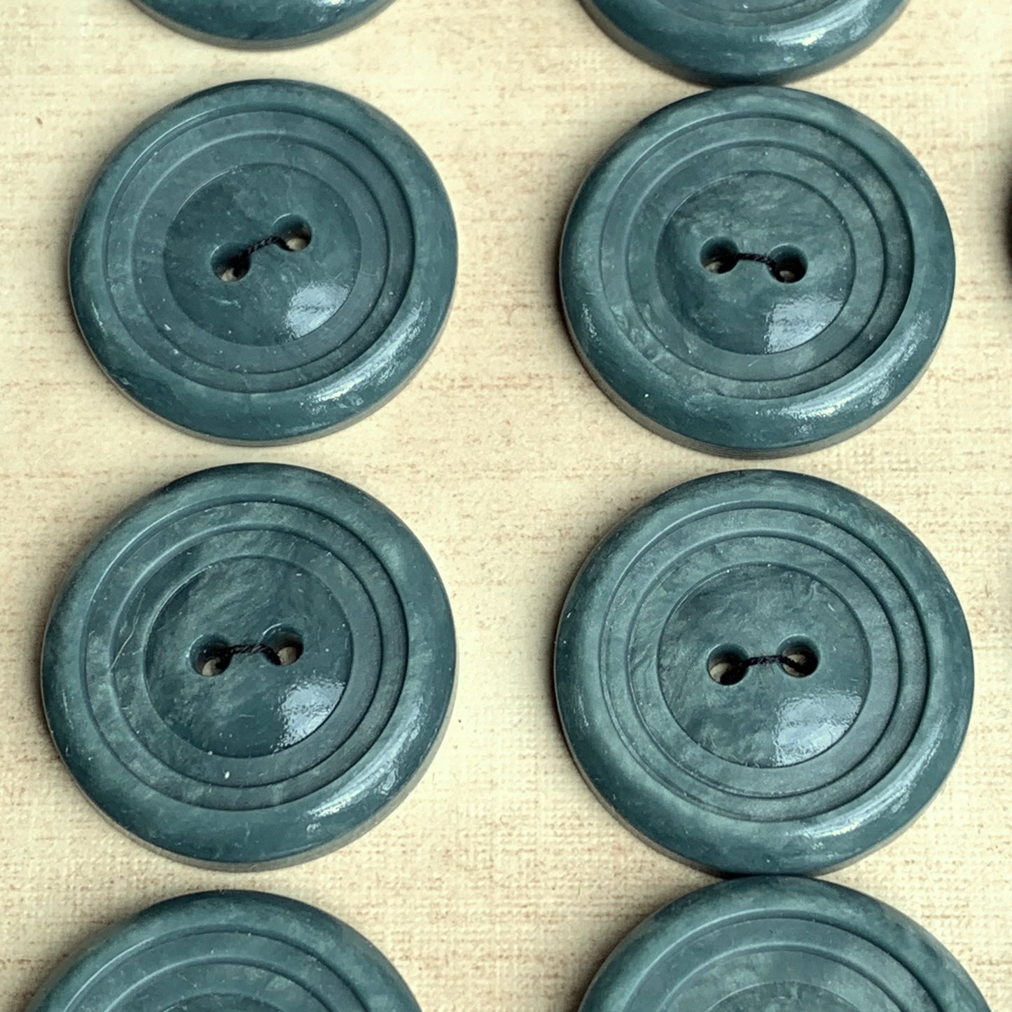 Most Unusual Carved Vintage Bluey Grey Green 2.2cm Buttons