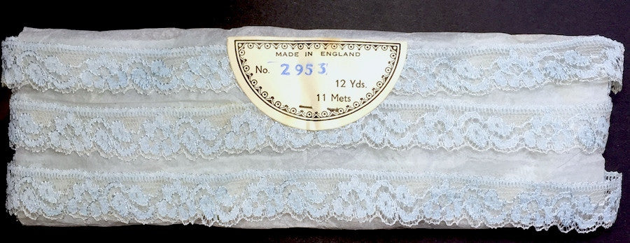 12 Yards Delicate Pale Blue Vintage Lace Trim 2cm Wide Made in England