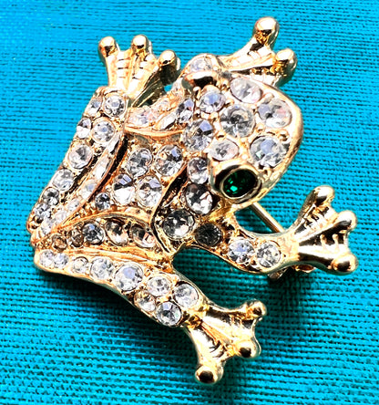 The Sparkliest Frog in the Pond -Vintage Swarovski Crystal Brooch