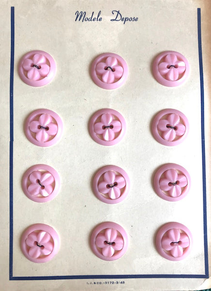 Soft Pink Vintage 1940s  Propeller Shaped Buttons -3 sizes
