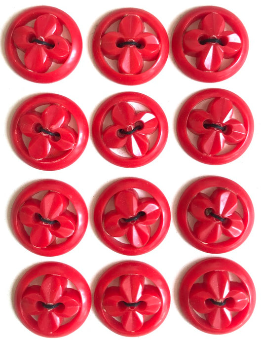 Red 1940s WW2 Propeller Shaped Buttons 1.5cm, 1.7cm or 2.8cm