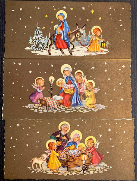Unused Pack of 10 Wonderfully 1970s Christmas Cards