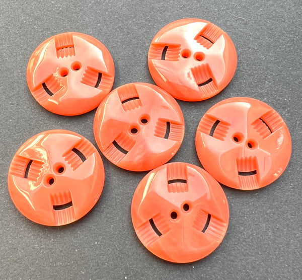 6 or 24 Glowing Peach Vintage French  Buttons - 2.2cm or 1.7cm