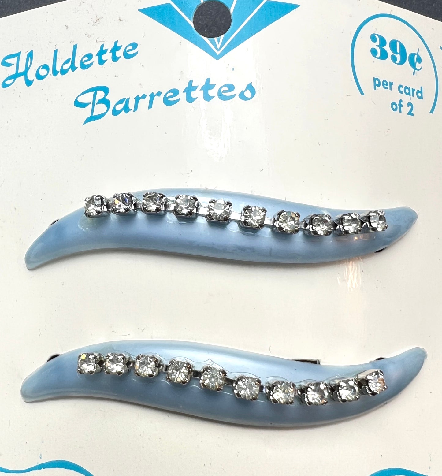 Pair of Vintage Wave and Diamante Hair Clips 8cm wide.