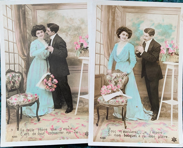 Successful Courtship on 2 French Postcards from 1910  (14)