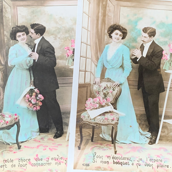 Successful Courtship on 2 French Postcards from 1910  (14)
