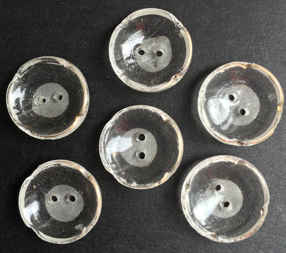 6 Delicate Vintage Glass 1.6cm or 1.2cm Buttons