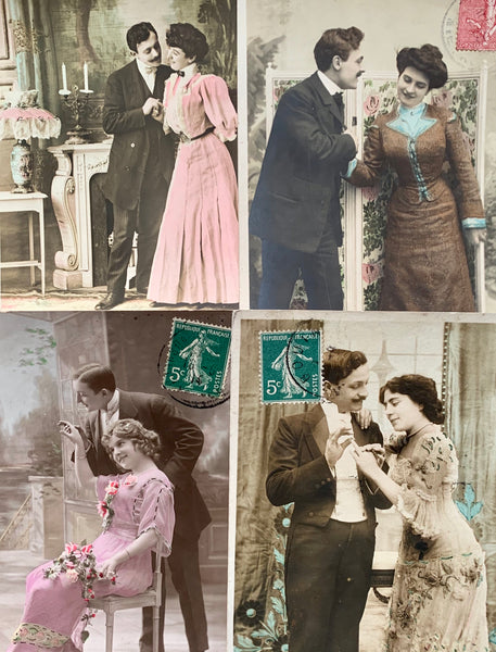4 French Postcards of a Progressing Courtship... circa 1907   (30)