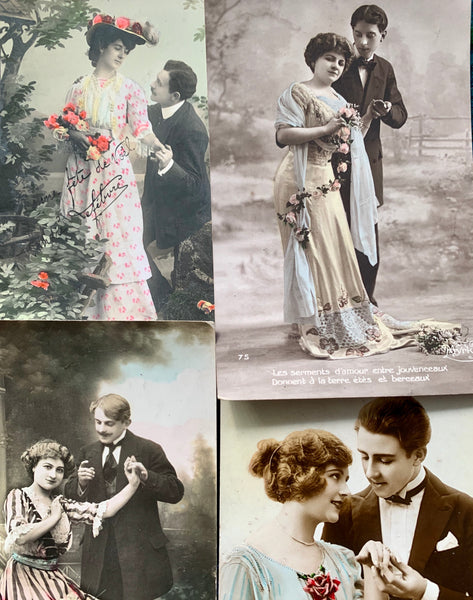 Adoring Gazes on 4  French Postcards circa 1911   (32)
