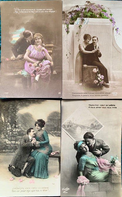 Ardent Pursuits on 4 old French Postcards circa 1910   (34)