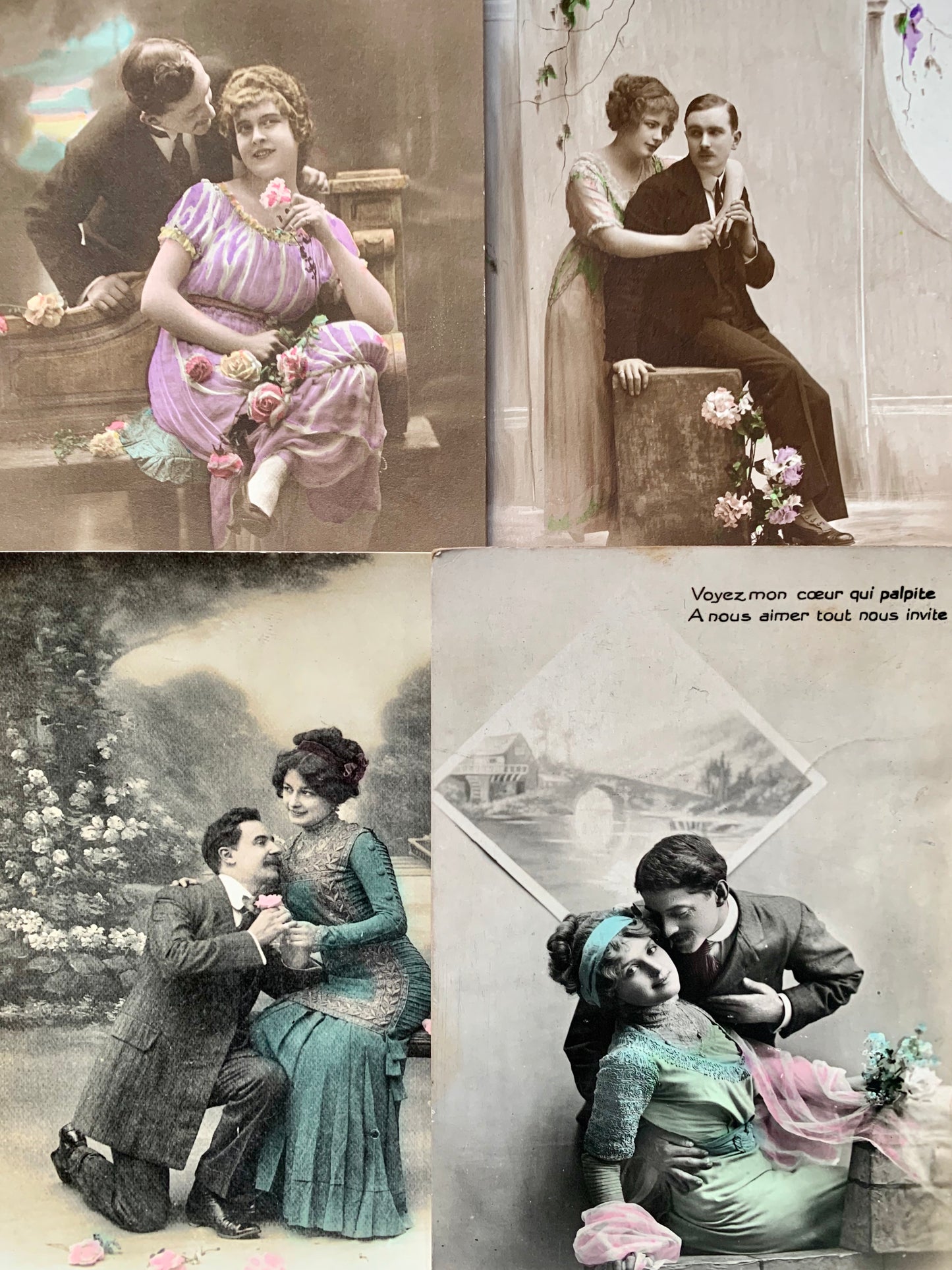 Ardent Pursuits on 4 old French Postcards circa 1910   (34)