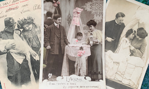 Early 1900s French postcards of Parents and their Babies   (37)