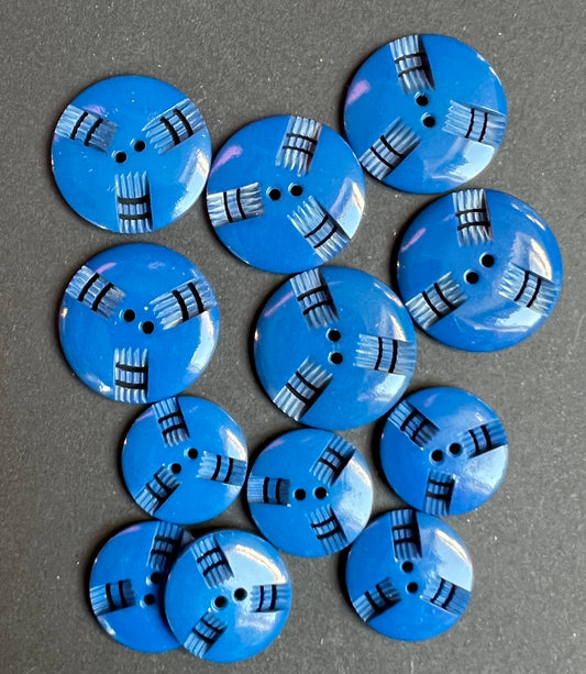 6 or 24 Deco Royal Blue Vintage French  Buttons -2.2cm or  1.7cm wide.