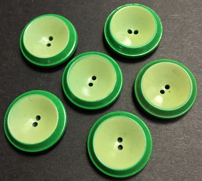 6 Vintage 2cm or 2.5cm Dark/Mint Green Italian Buttons