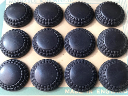 English 1940s Dark Teal Blue Bakelite 2.2cm Buttons- 12 on a card