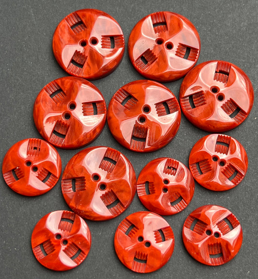 2.2cm or 1.7cm Intense Terracotta Vintage French  Buttons 6 or 24